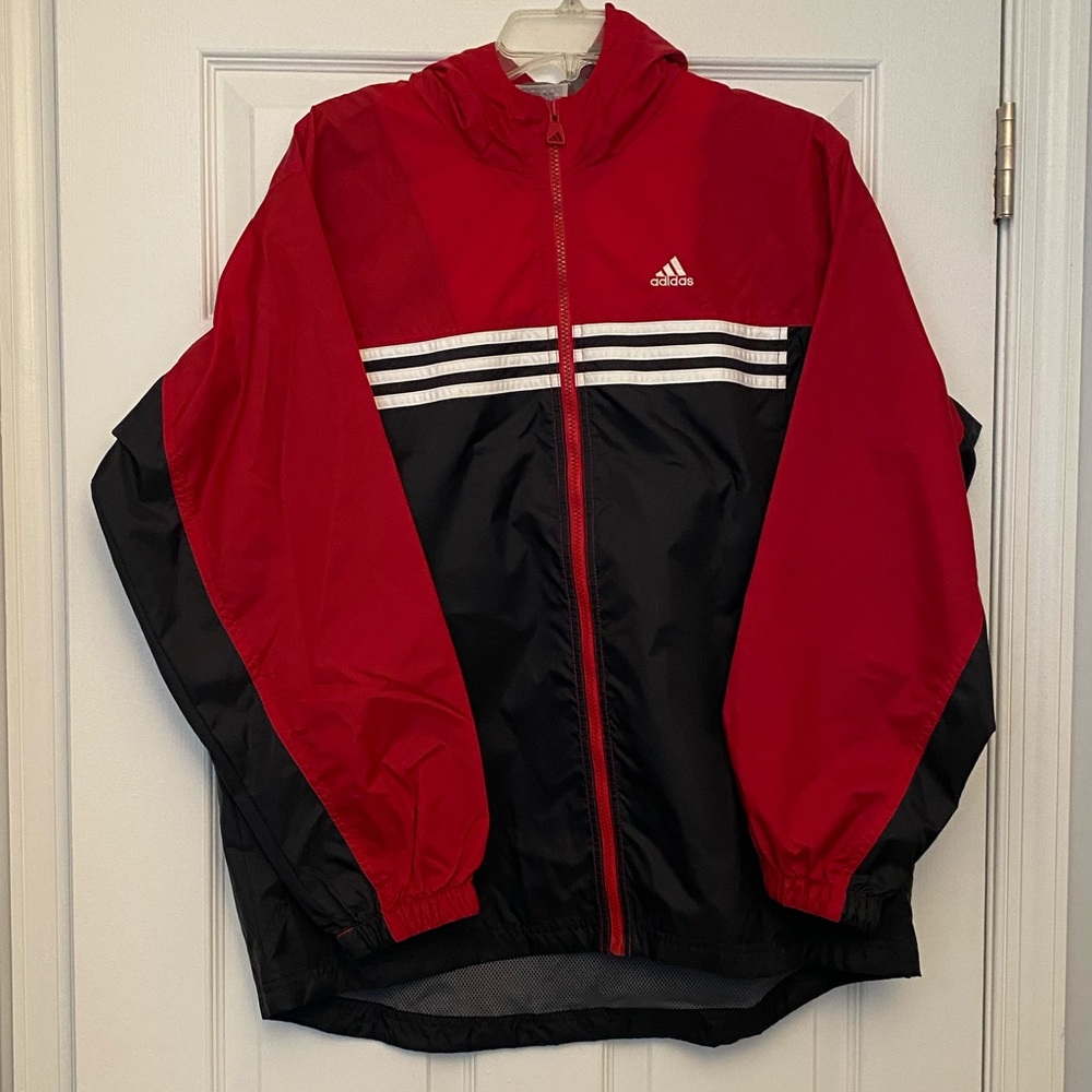 Adidas Boys Hooded Windbreaker Zip Up